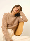 OLIVIA Pullover Rundhalsausschnitt 8-fädig Camel meliert