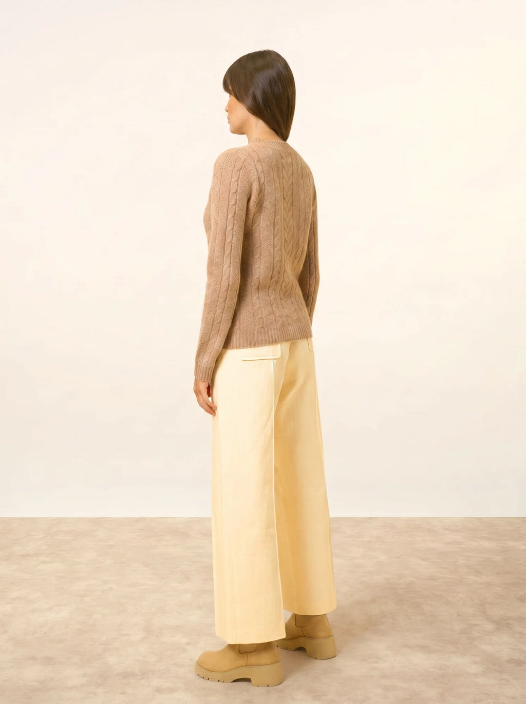 OLIVIA Pullover Rundhalsausschnitt 8-fädig Camel meliert