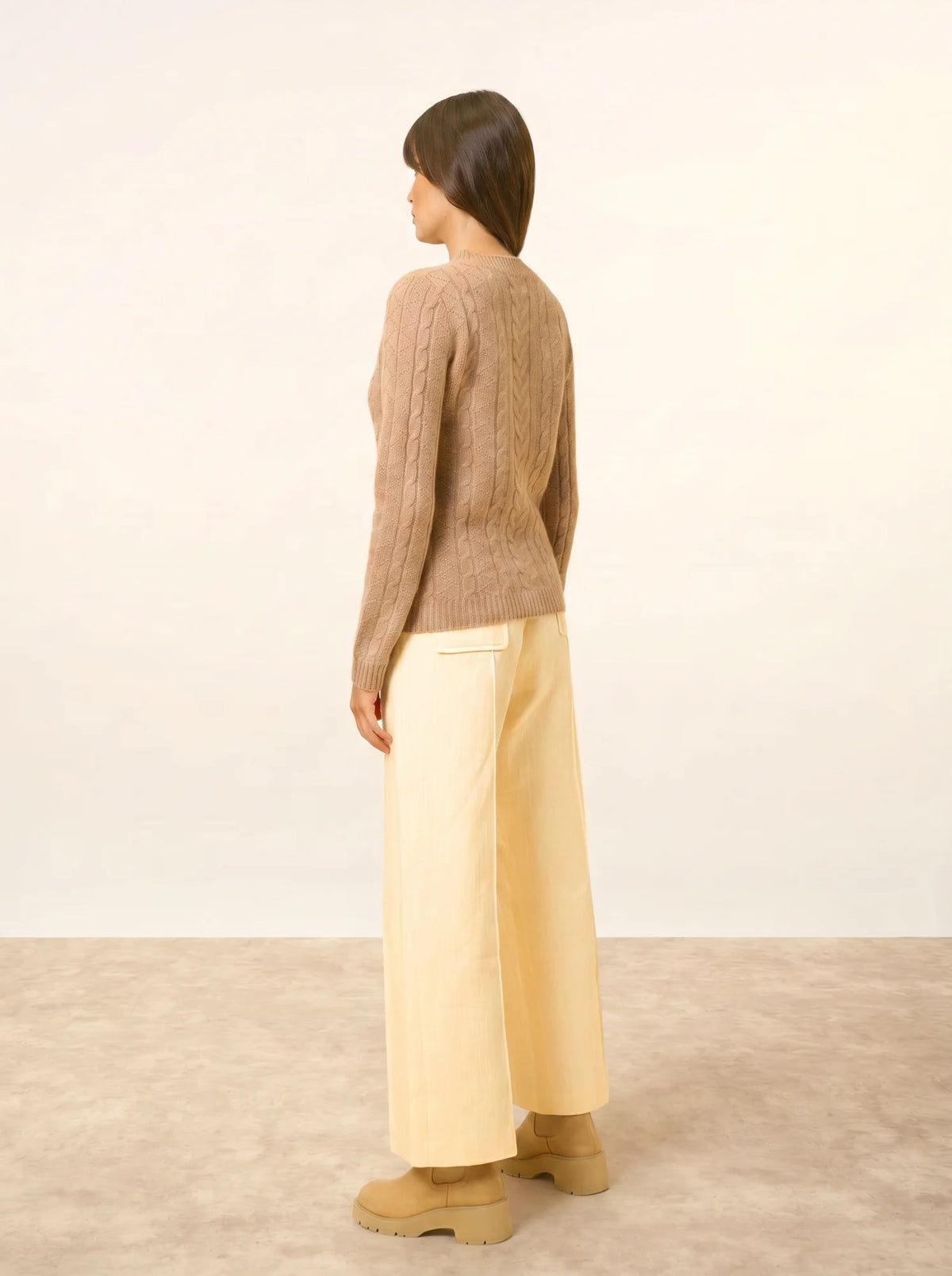 OLIVIA Pullover Rundhalsausschnitt 8-fädig Camel meliert