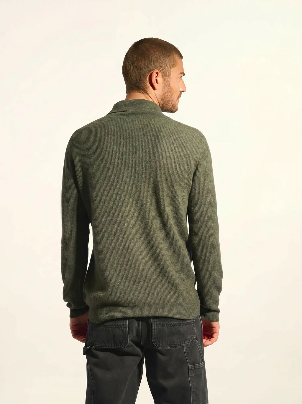 NINA Sweater Shawl Collar Heather Khaki
