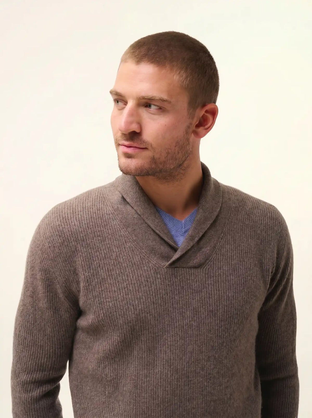 NINA Sweater Shawl Collar Heather Taupe