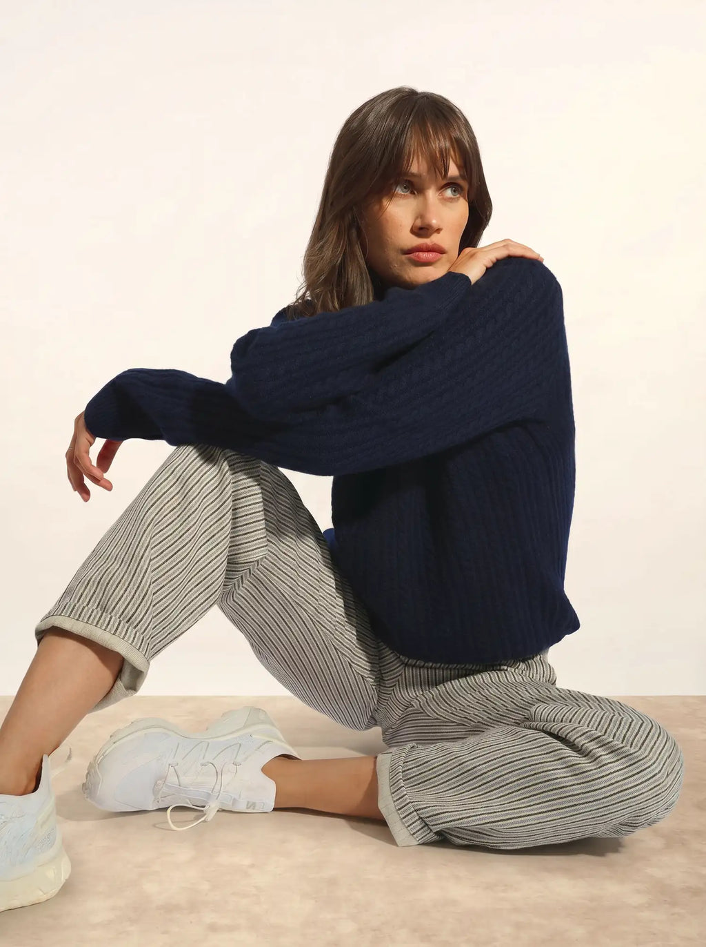 SARAH Pullover Rundhalsausschnitt 4-fädig Marineblau
