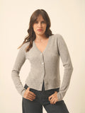 CAMILLE Cardigan Col V Nuage Chiné