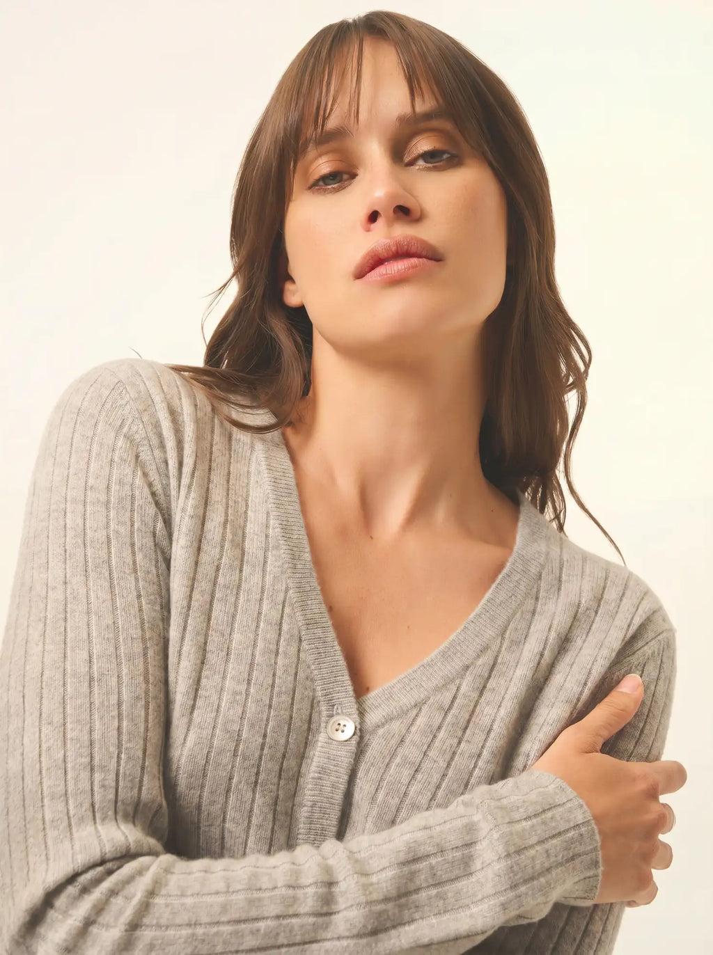CAMILLE Cardigan Col V Nuage Chiné