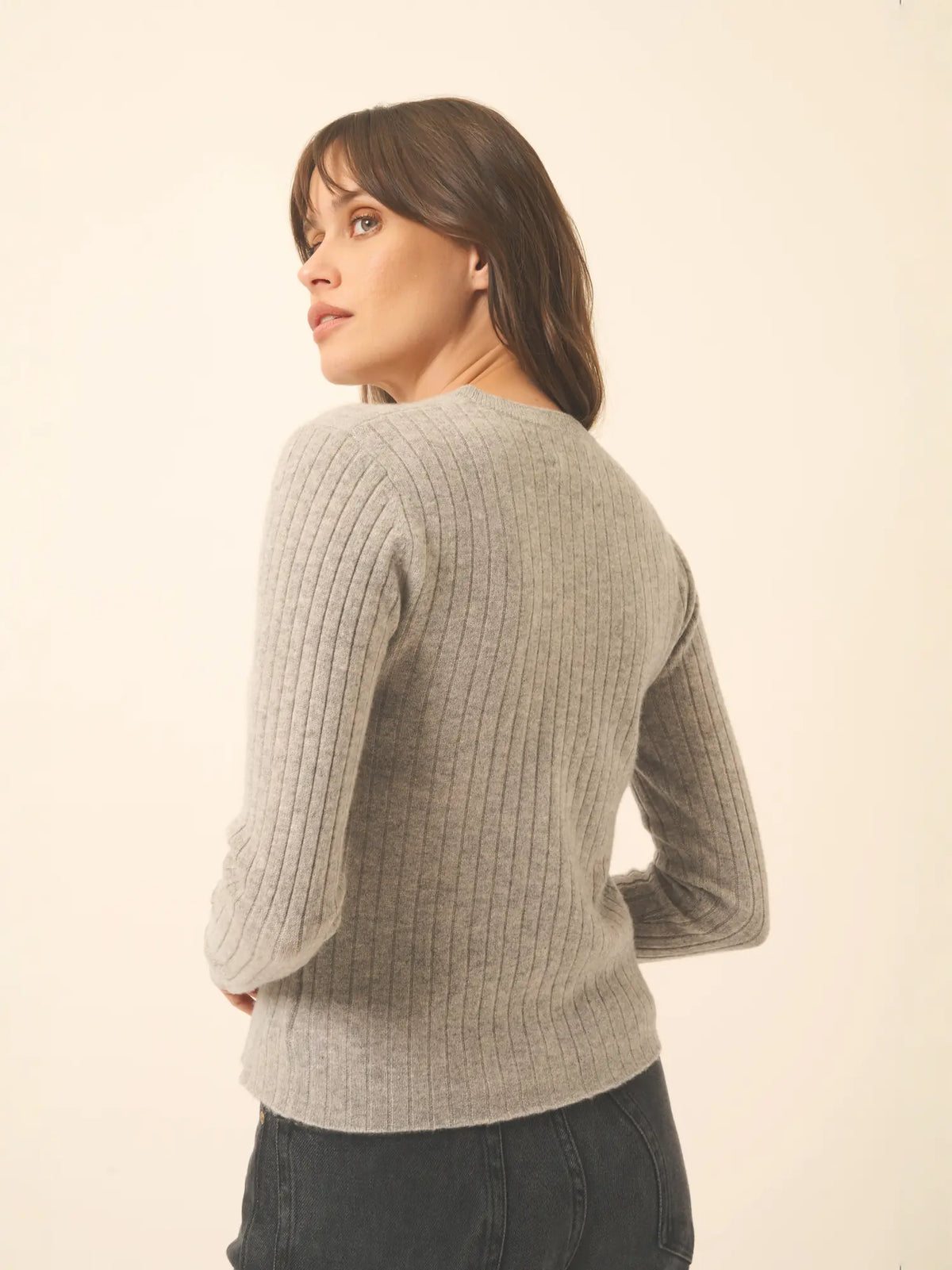 CAMILLE Cardigan Col V Nuage Chiné