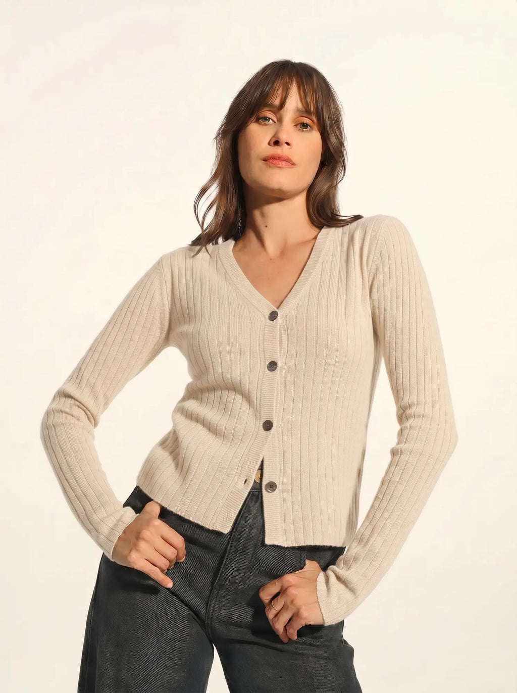 CAMILLE Cardigan V-Neck Snow