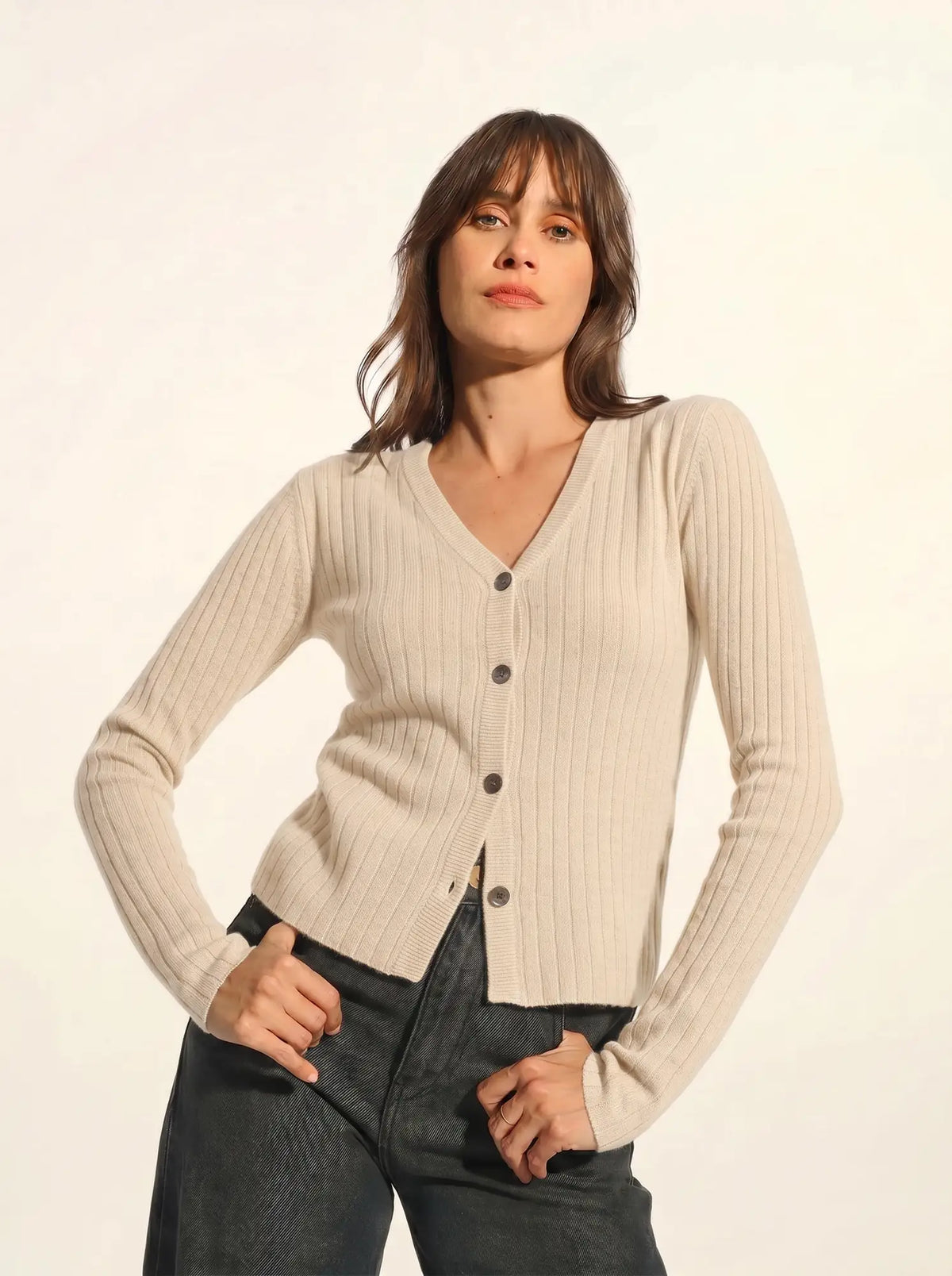 CAMILLE Cardigan V-Neck Snow