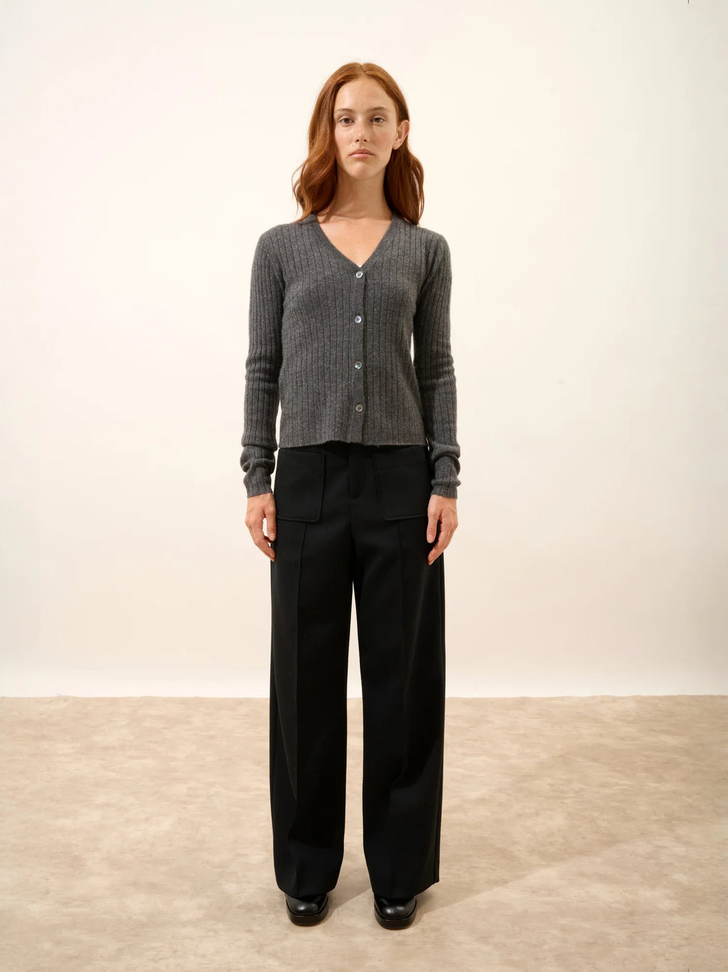 CAMILLE Cardigan V-Neck Heather Charcoal