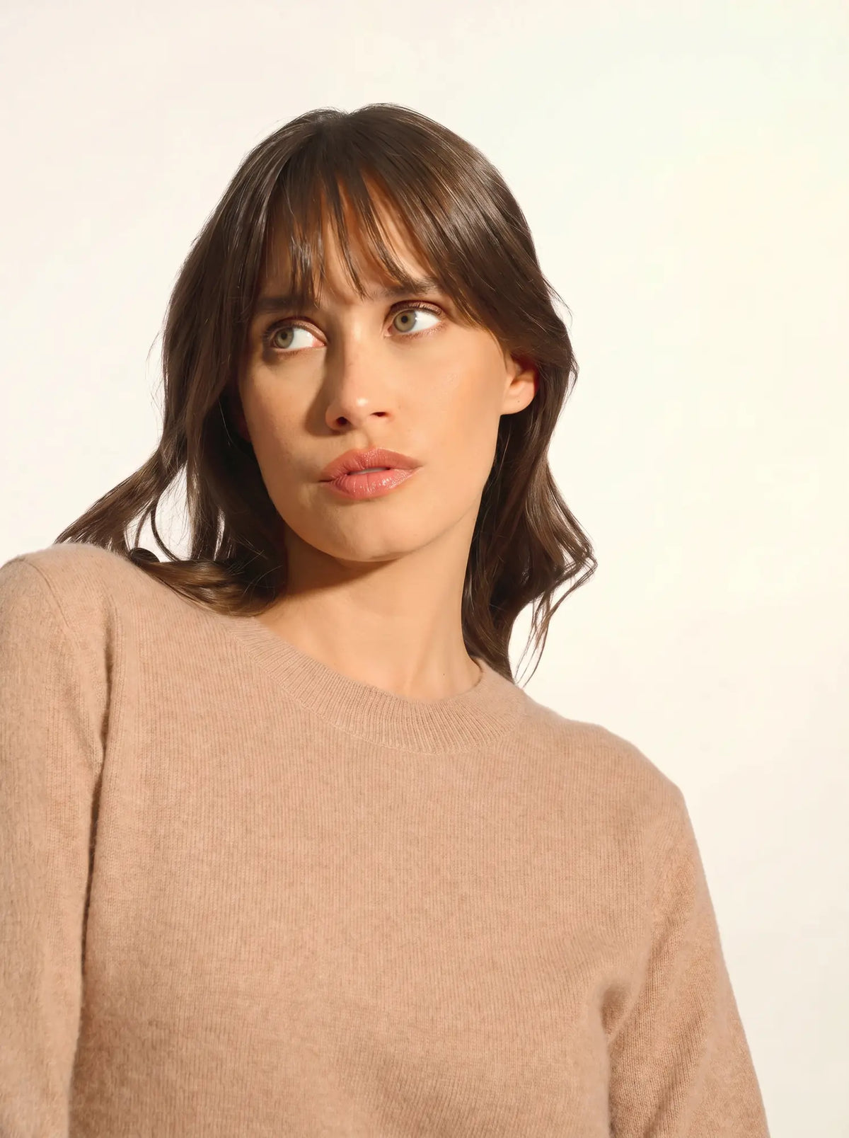 LINA Robe Col Rond Camel Chiné