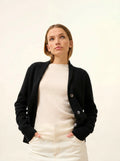 MILA Veste Boutonnée Col Châle Noir