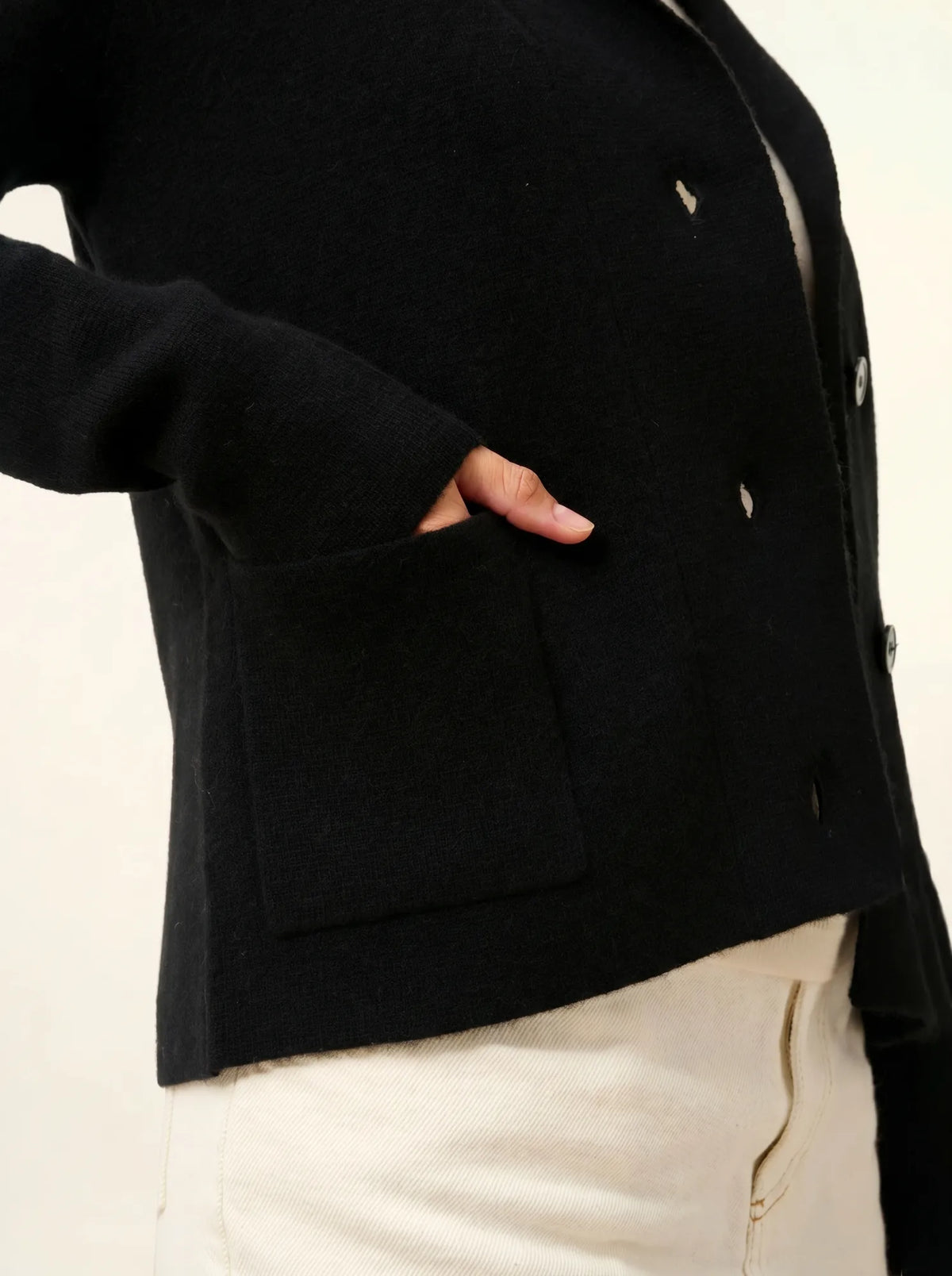 MILA Veste Boutonnée Col Châle Noir
