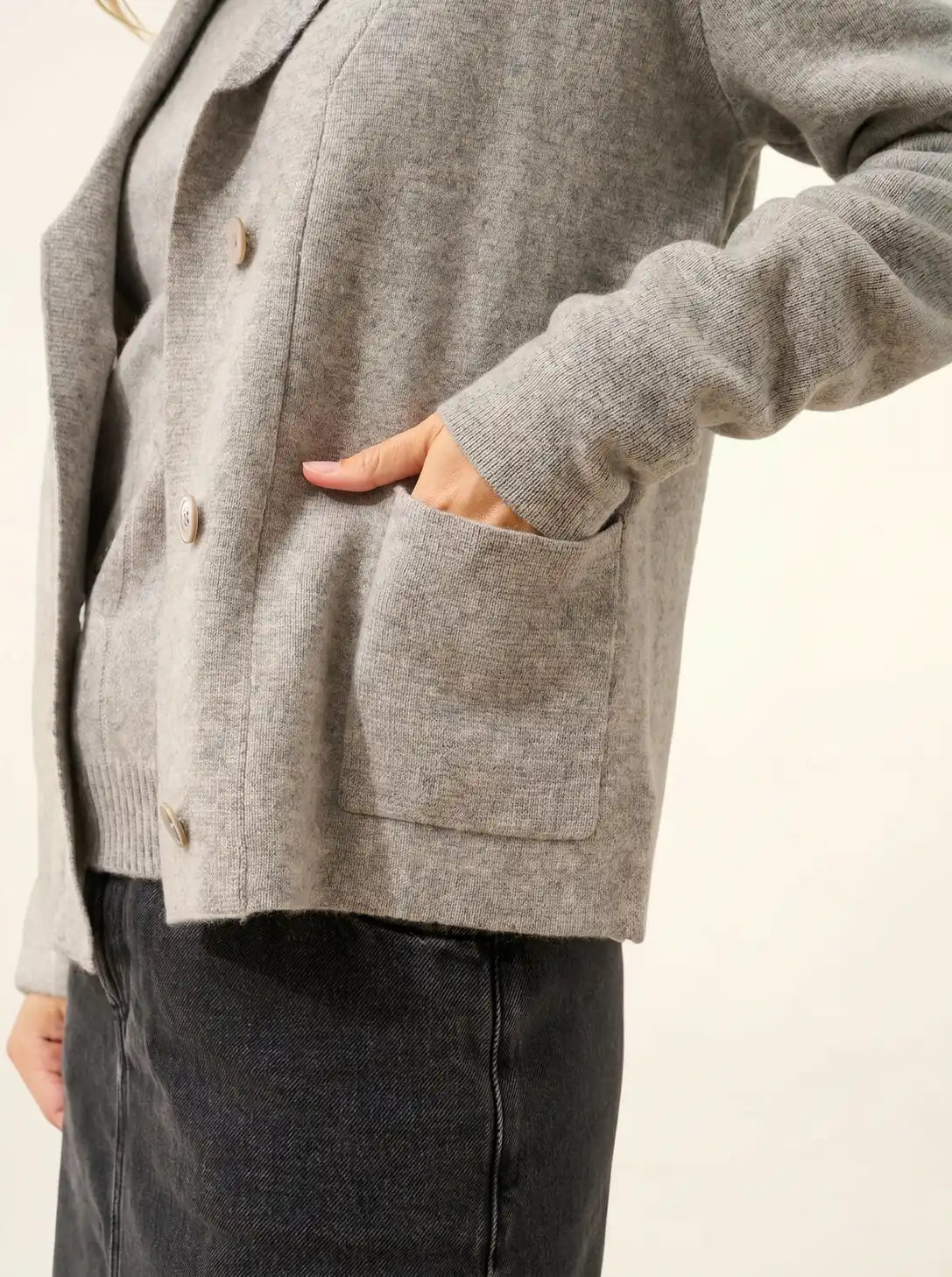 MILA Jacket Buttoned Shawl Collar Heather Cloud