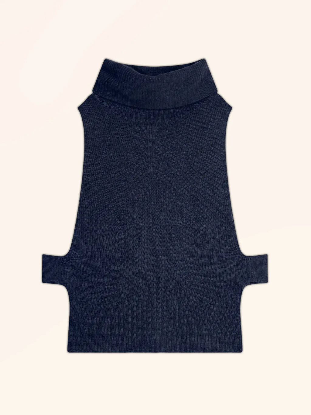LOU Cape Rollkragen ärmellos 4-fädig Marineblau