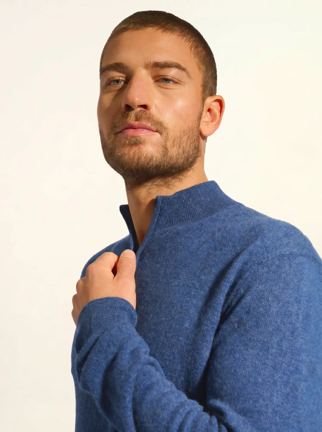 NOUR Pullover Truckerkragen Ozeanblau meliert