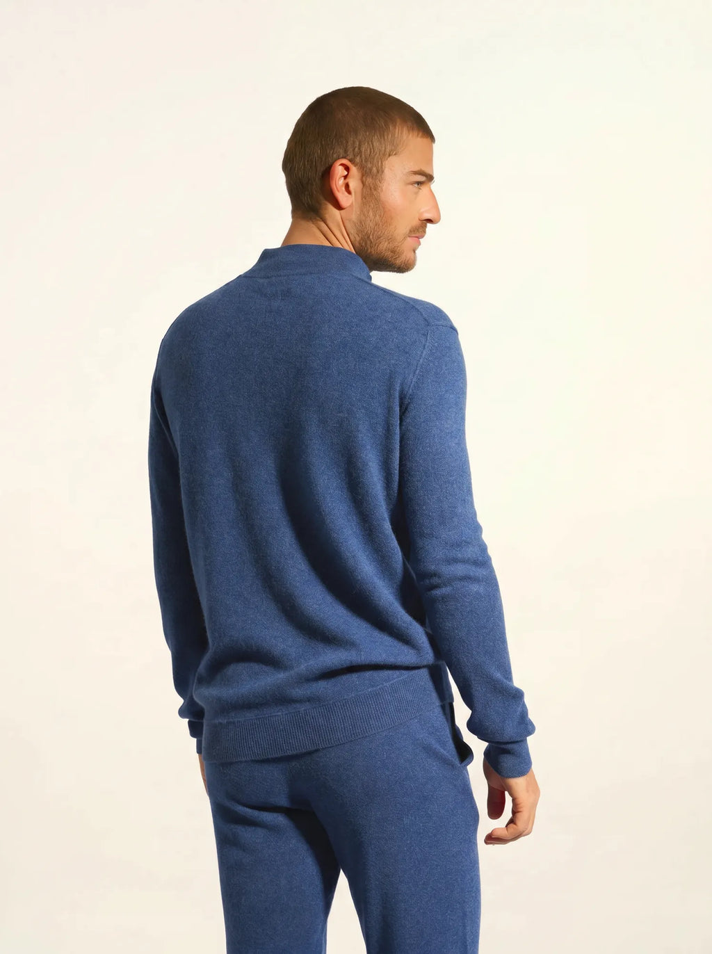 NOUR Pullover Truckerkragen Ozeanblau meliert