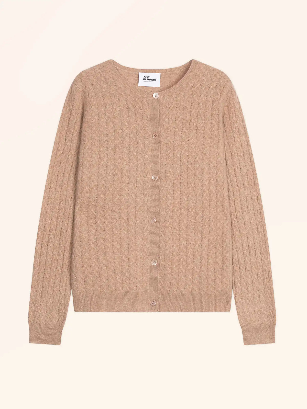 LAURA Cardigan Crew Neck Heather Camel