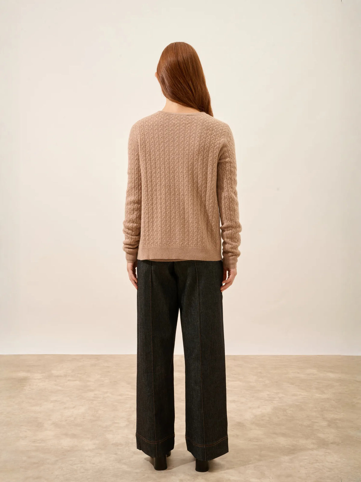 LAURA Cardigan Crew Neck Heather Camel