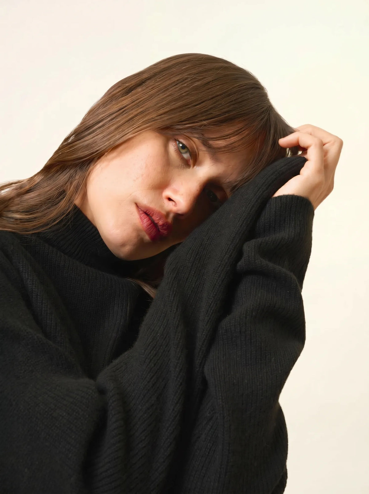 ALYSSA Pull Col Montant Noir