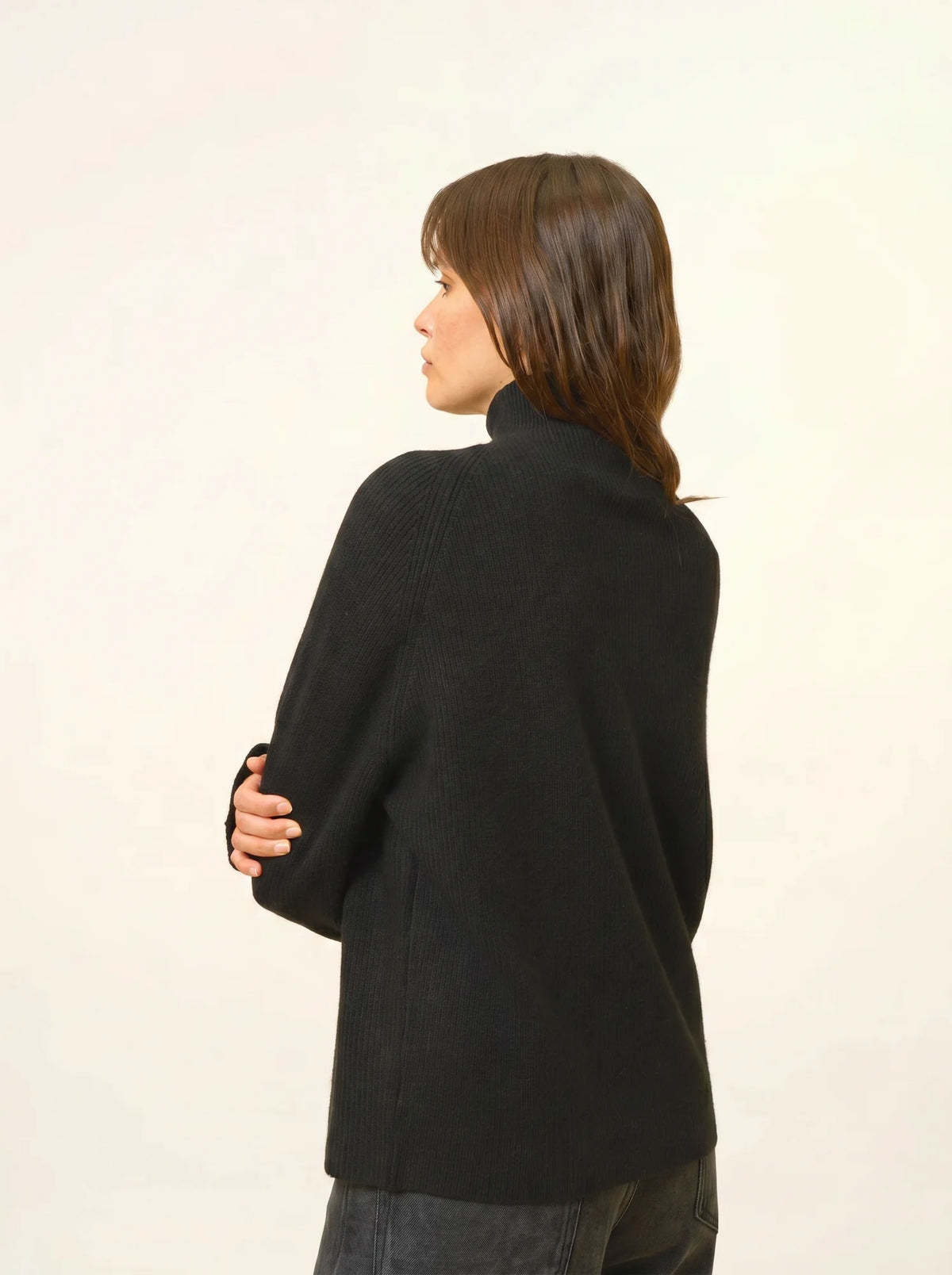 ALYSSA Pull Col Montant Noir