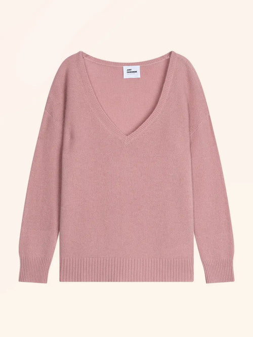 CASSIE Sweater V-Neck 4 Ply Rosewood