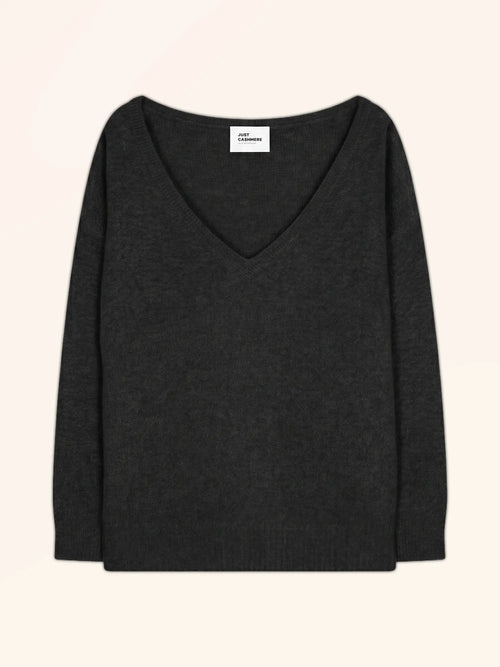 CASSIE Sweater V-Neck 4 Ply Black