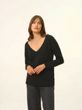 CASSIE Sweater V-Neck 4 Ply Black