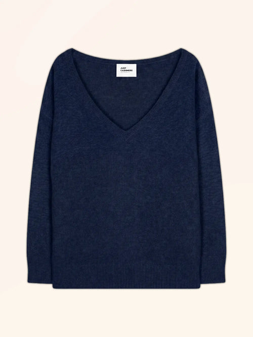 CASSIE Sweater V-Neck 4 Ply Navy