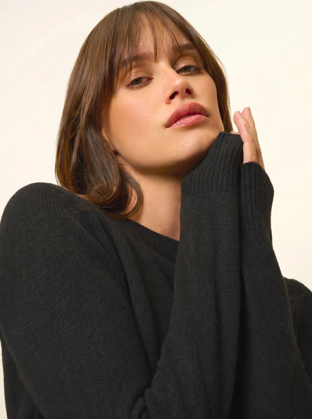 LEXINI Pull Col Rond 4 Fils Noir
