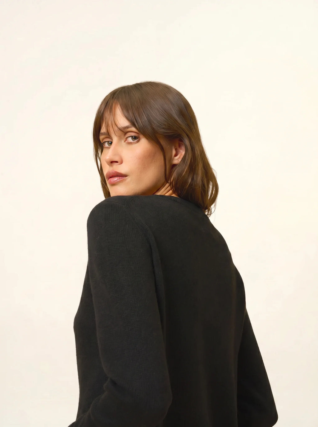 LEXINI Pull Col Rond 4 Fils Noir