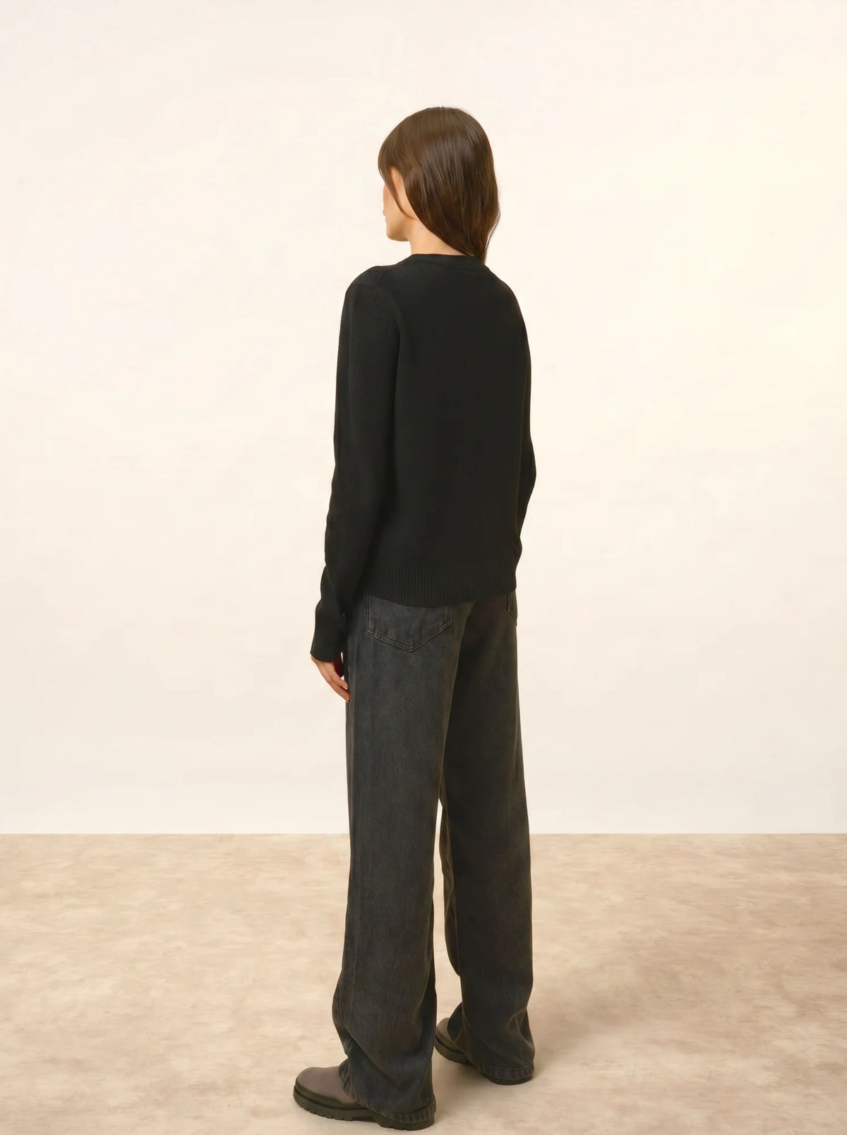 LEXINI Pull Col Rond 4 Fils Noir