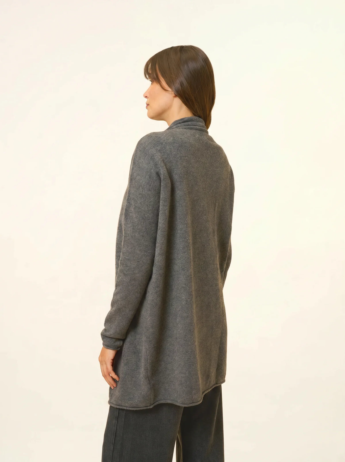 MADDIE Lange Jacke offen Schalkragen Anthrazit meliert