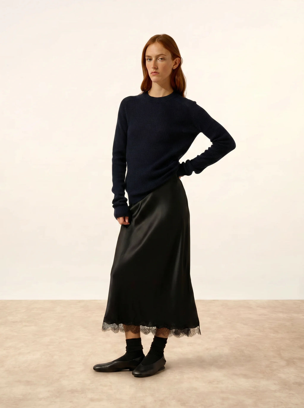 CALLIE Pull Col Rond Bleu Marine
