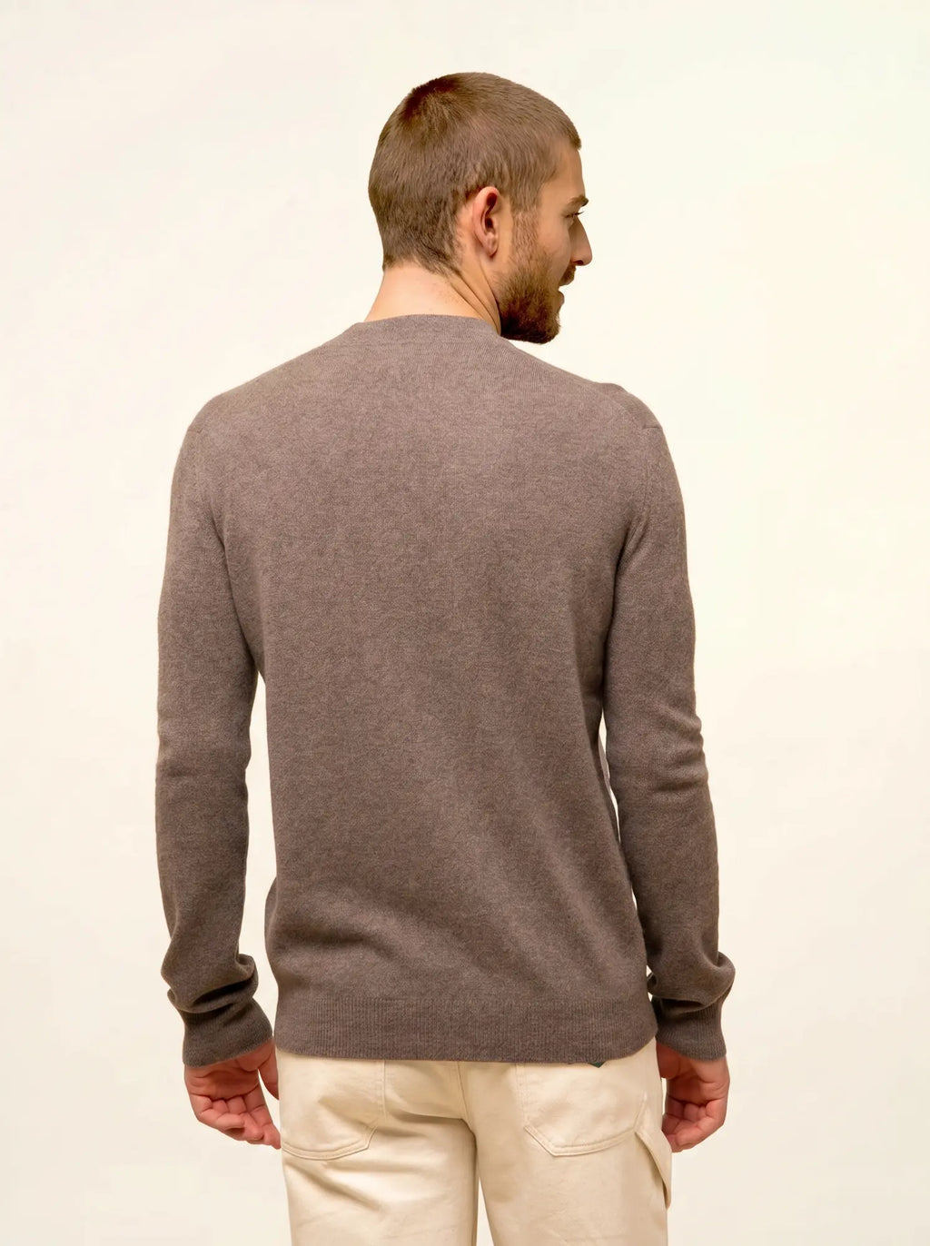 POLNOON Gilet Zippé Col Mao Taupe Chiné