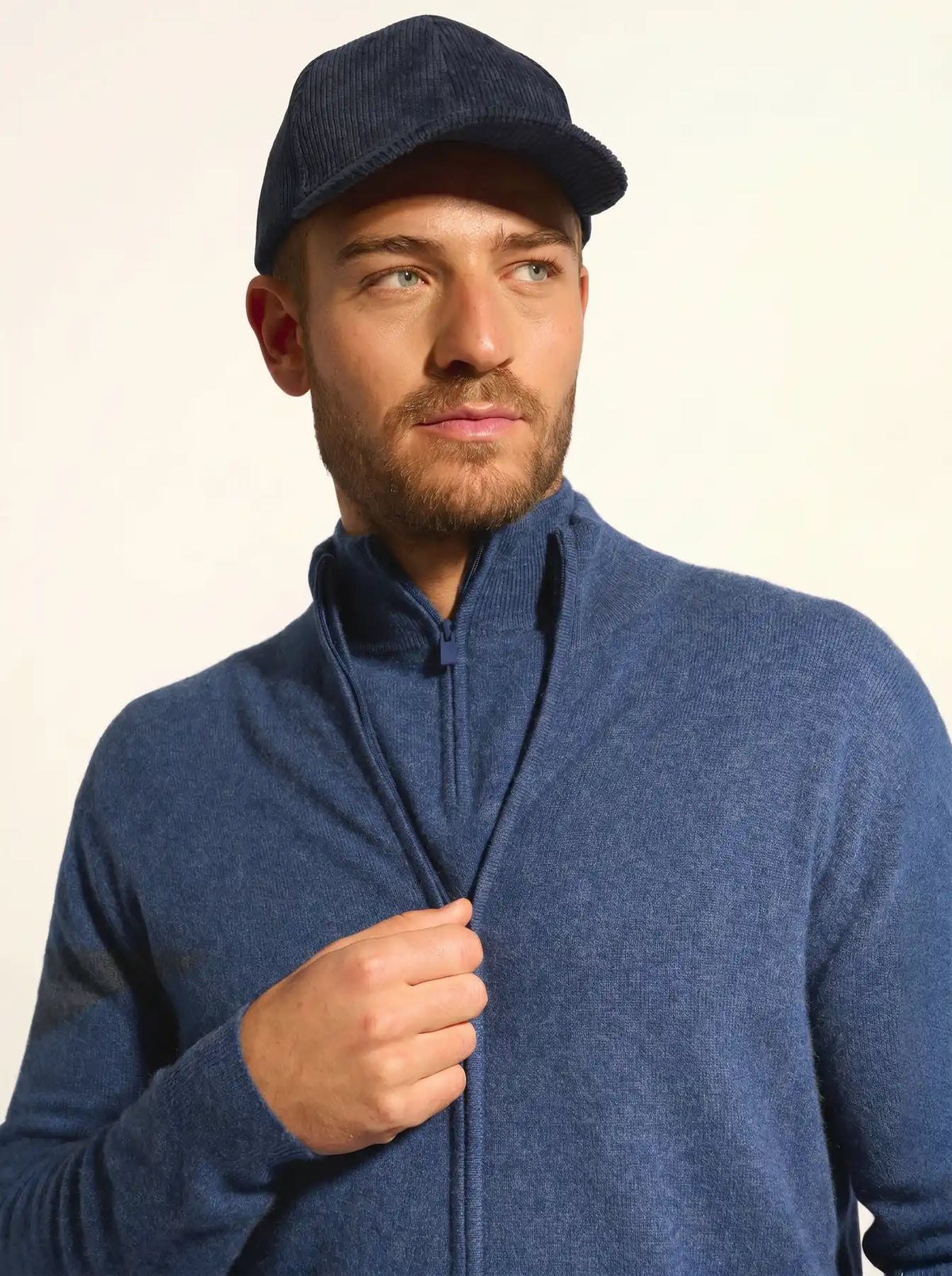ALAN Gilet Zippé Col Montant Océan Chiné