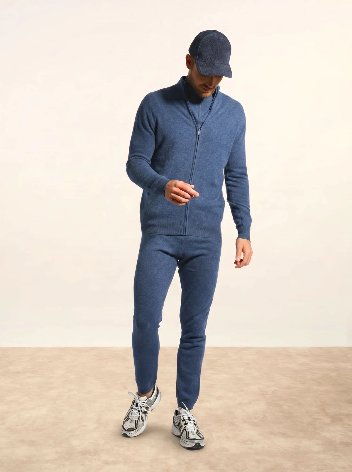 ALAN Gilet Zippé Col Montant Océan Chiné