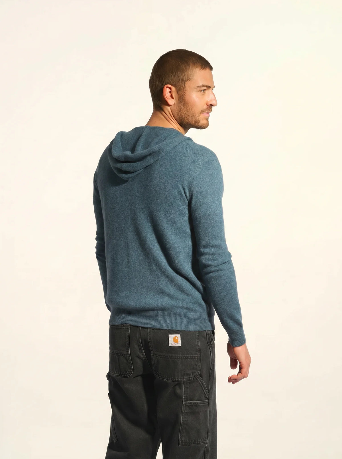 ELLIOT Gilet Zippé Capuche Vert Canard Chiné
