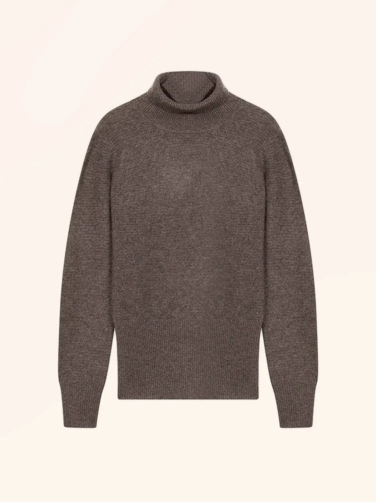 UDNY Pull Col Roulé Taupe Chiné