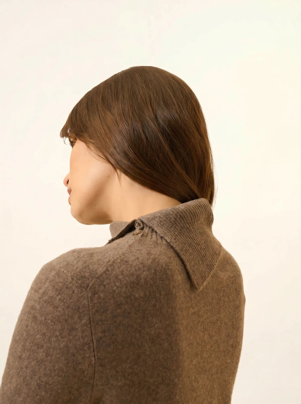 DUNDEE Pull Col Roulé Boutonné Taupe Chiné