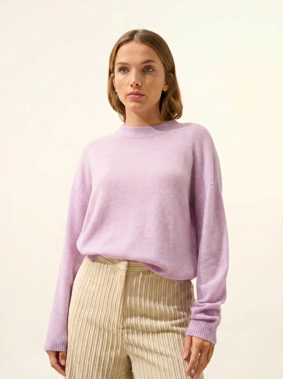 JOSPE Pull Col Rond Mauve Chiné