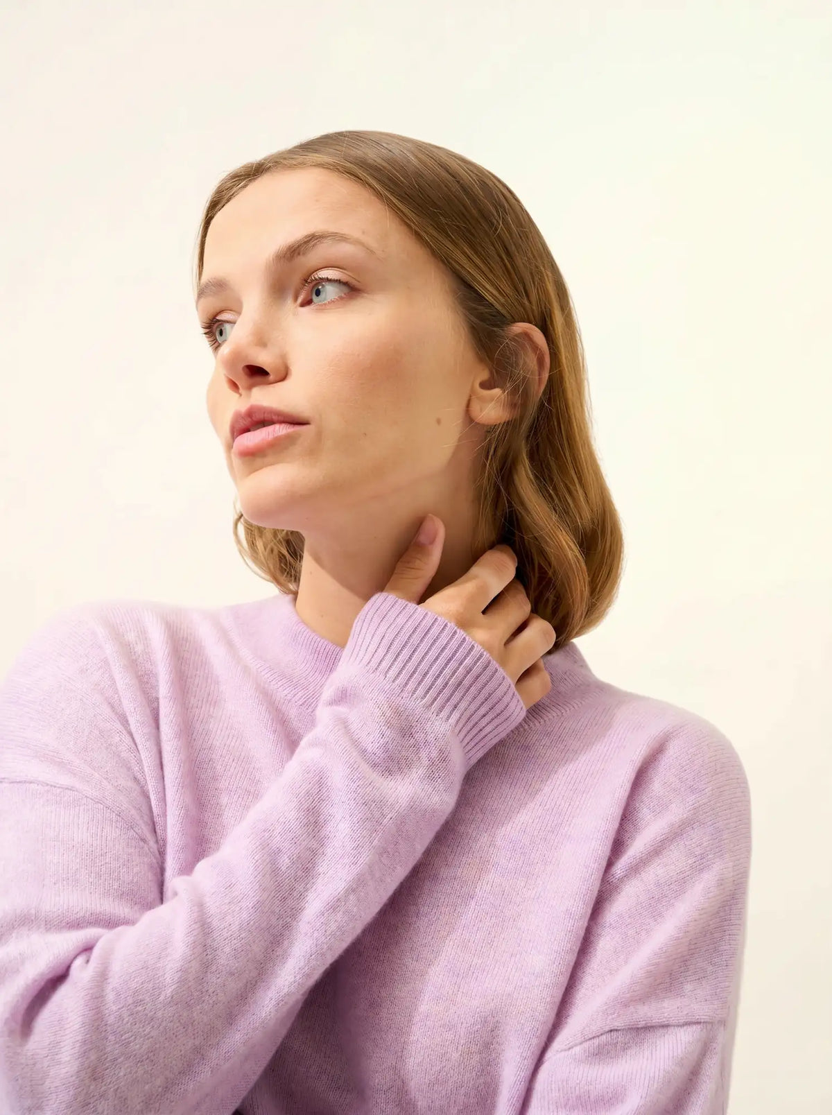 JOSPE Pull Col Rond Mauve Chiné
