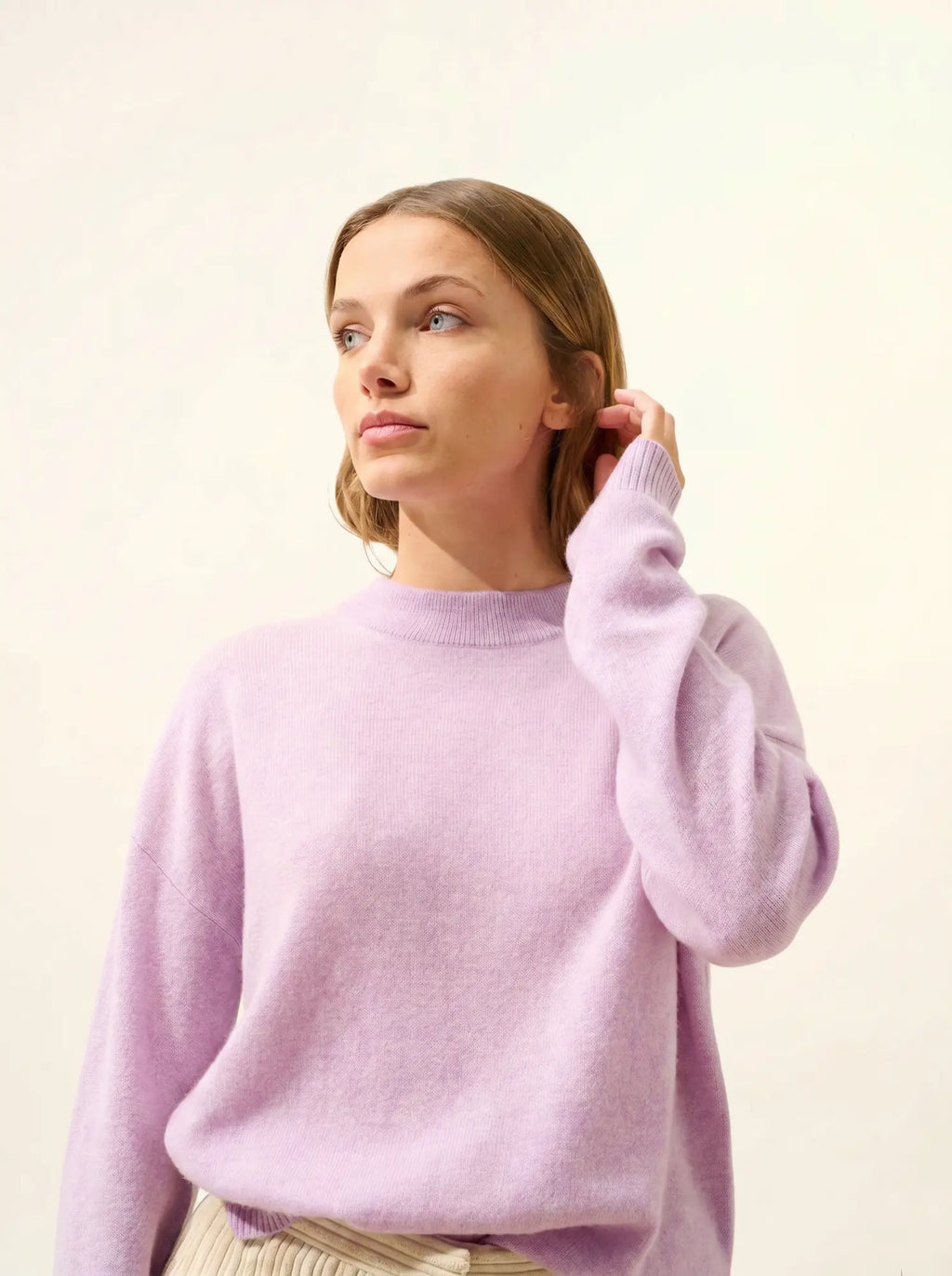 JOSPE Pull Col Rond Mauve Chiné