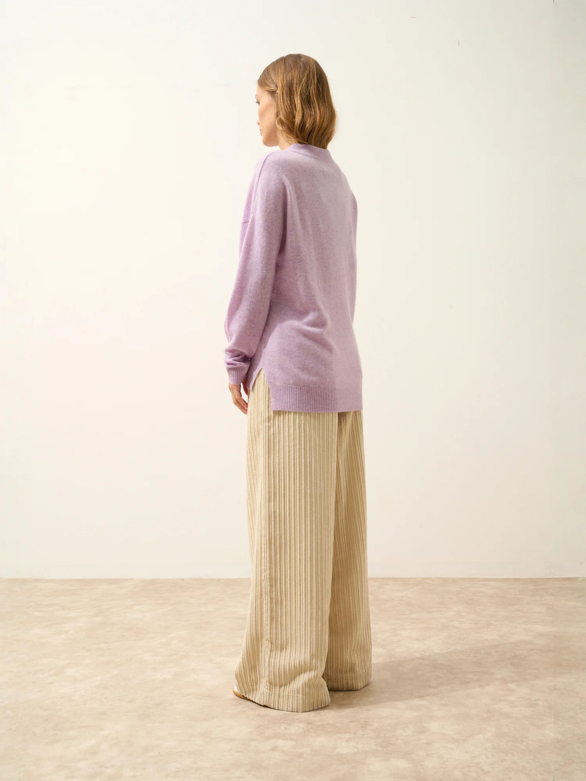 JOSPE Pull Col Rond Mauve Chiné