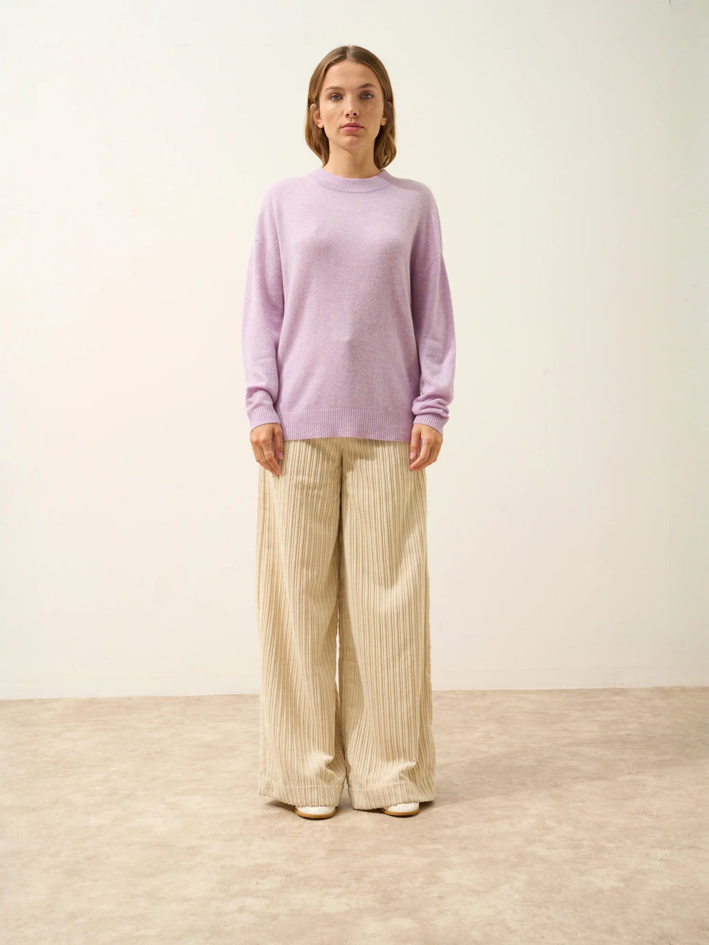 JOSPE Pull Col Rond Mauve Chiné