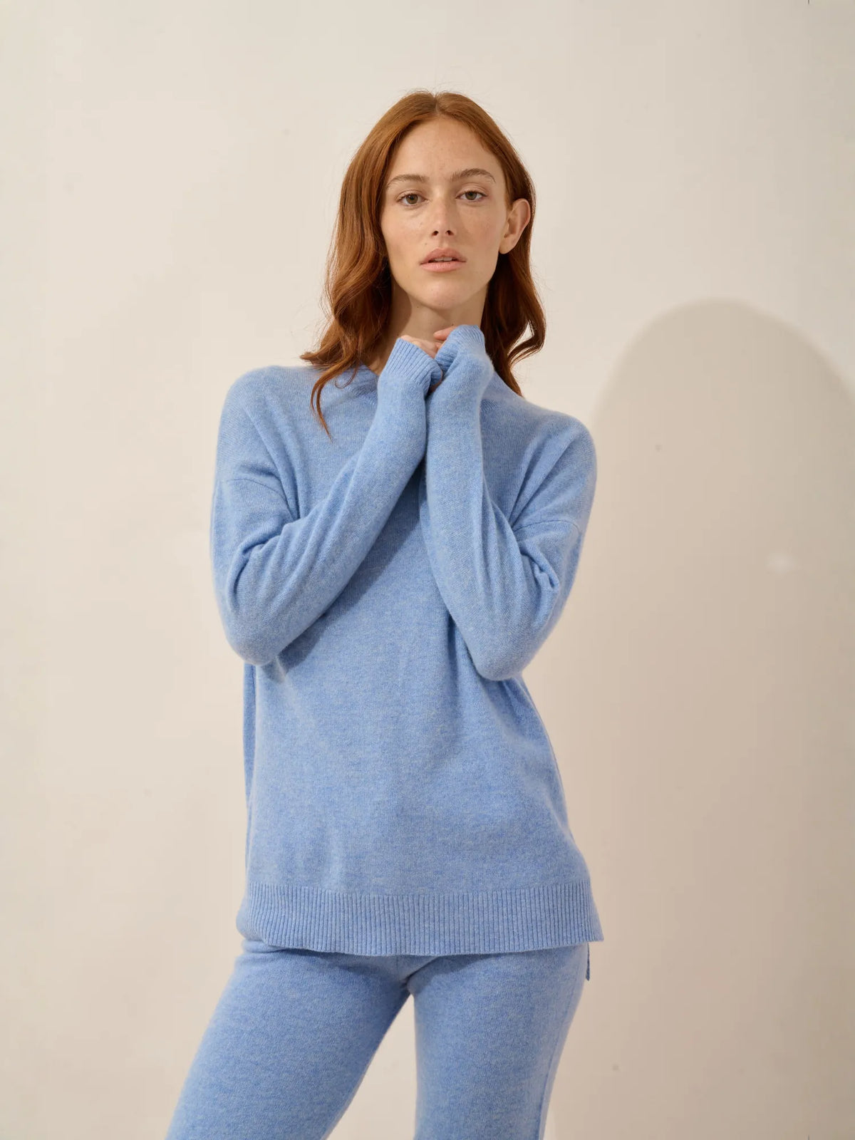 JOSPE Pull Col Rond Ciel