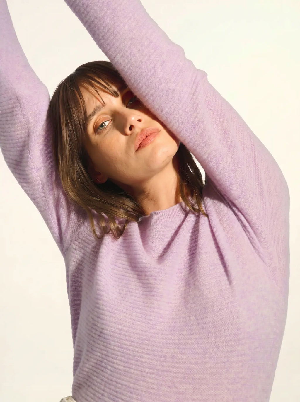 NETHY Pull Col Bateau Mauve Chiné
