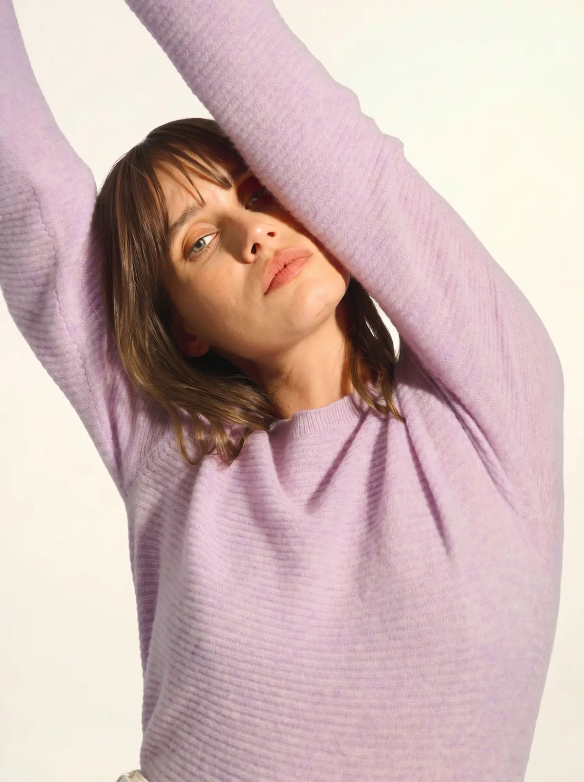 NETHY Pull Col Bateau Mauve Chiné