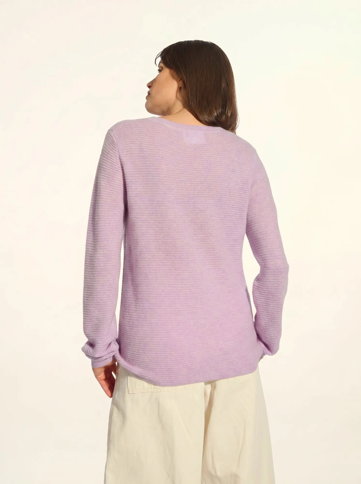 NETHY Pull Col Bateau Mauve Chiné