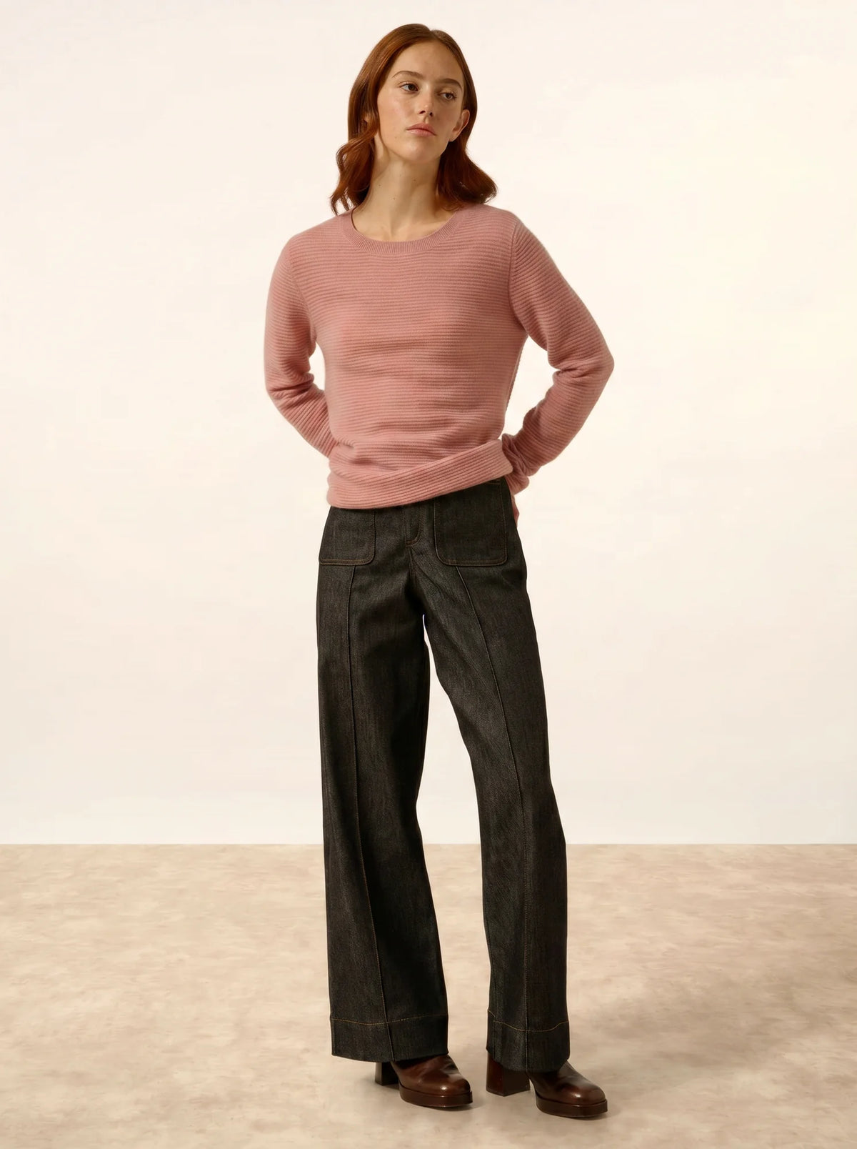 NETHY Pull Col Bateau Bois de Rose