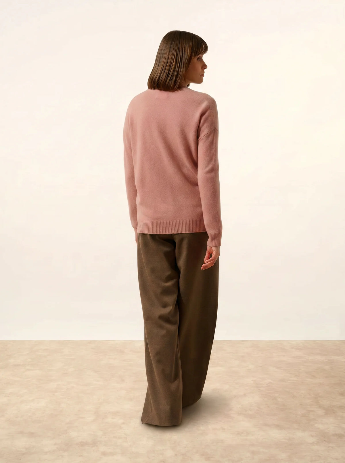 ERVIE Gilet Zippé Col Mao Bois de Rose