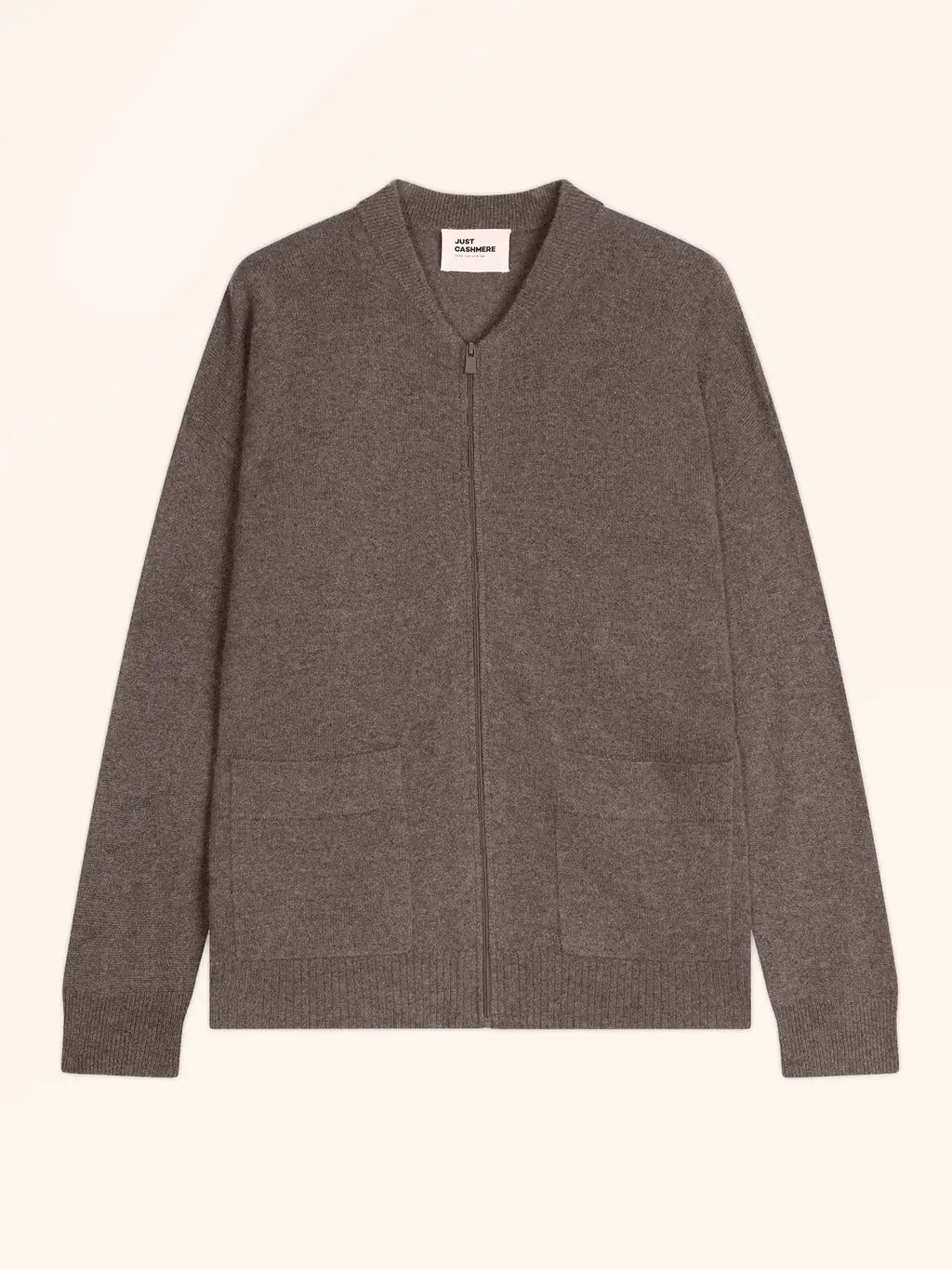 ERVIE Gilet Zippé Col Mao Taupe Chiné